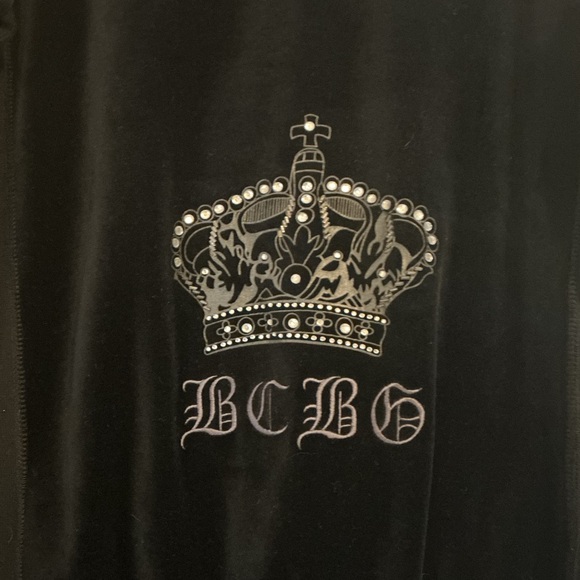 BCBGMAXAZRIA Black Velour Zip Hoodie | XL | Crown Graphic | Luxe Y2K - Picture 8 of 10